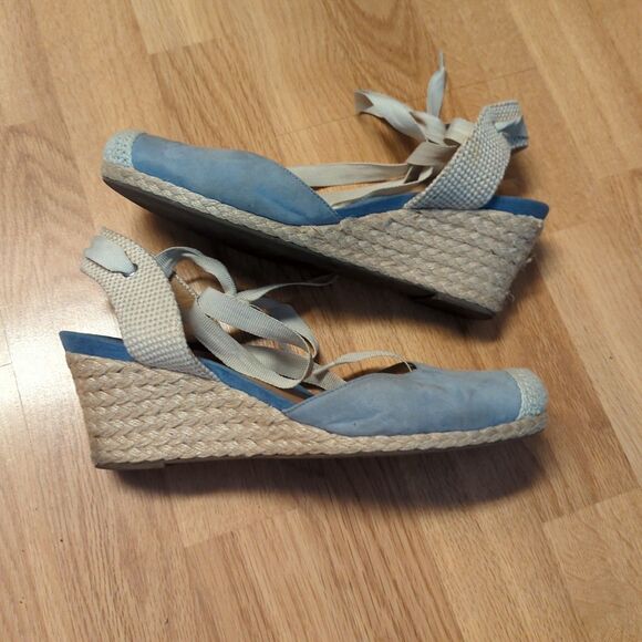 VIONIC Maris Aruba Espadrille Wedge Sandals Womens 10 Blue Ankle Strap - Picture 5 of 8